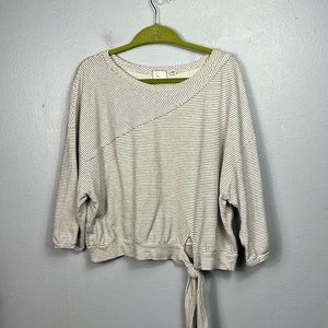 Anthropologie Postage Stamp Stripe Tie Hem Crop Top Large